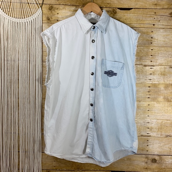Harley-Davidson Other - Harley-Davidson Hand Bleached Button Down Vest